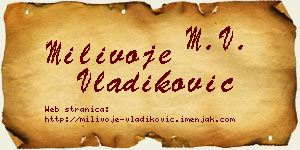 Milivoje Vladiković vizit kartica